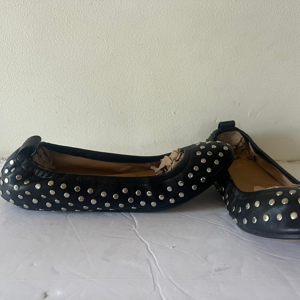 $625 ISABEL MARANT BELNA STUDDED LEATHER BALLERINA FLATS SIZE 39 / 9 US